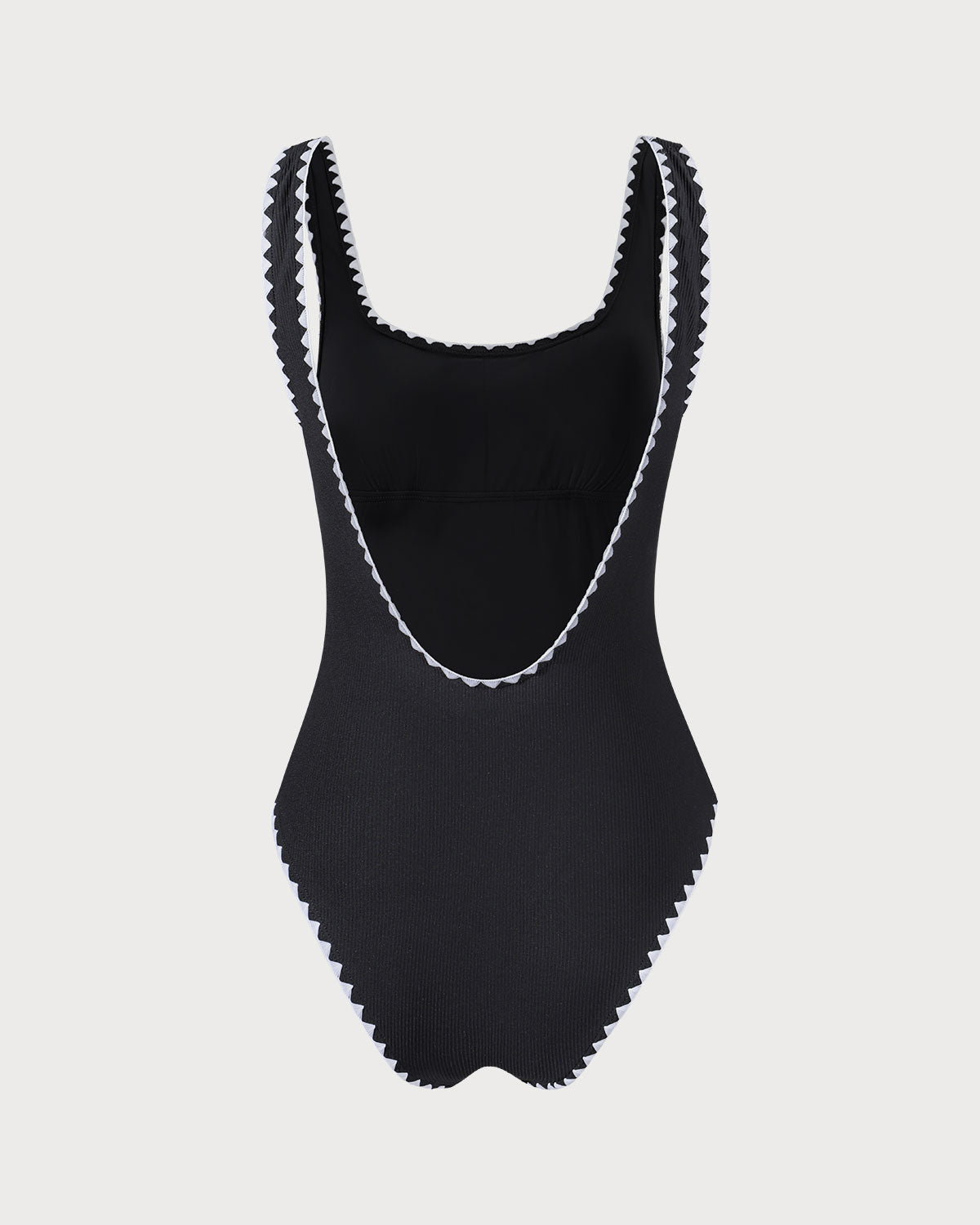 One-Piece Swimsuit with Contrast Stripes in Black