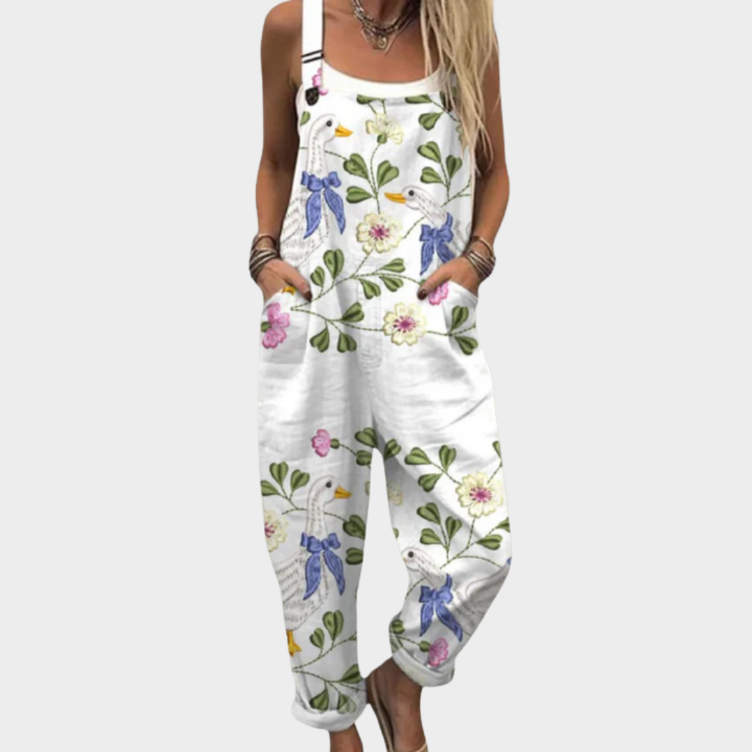 Comfortable Printed Suspenders Pants