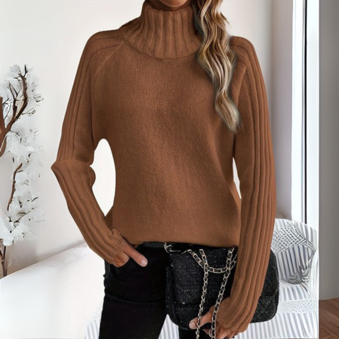 LILLIAN – RIBBED TURTLENECK KNIT SWEATER