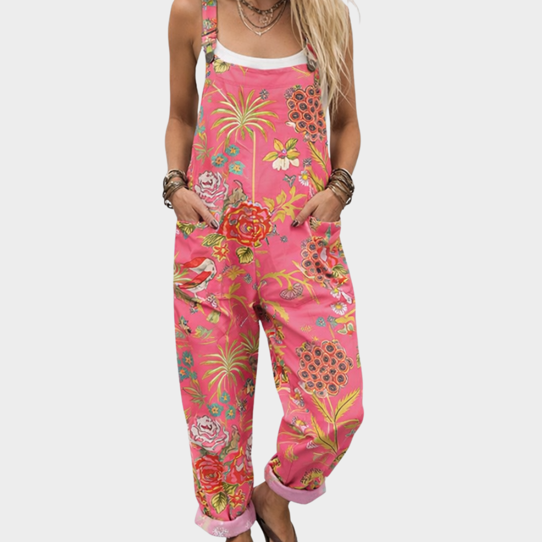 Comfortable Printed Suspender Pants