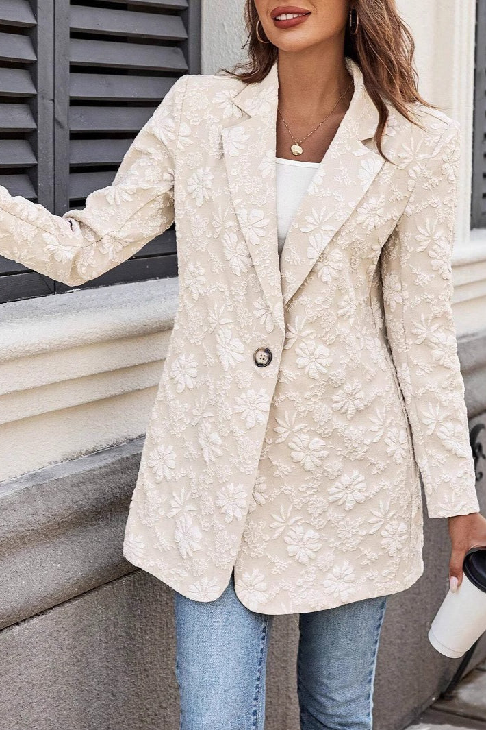 Jacquard Single Button Chic Blazer
