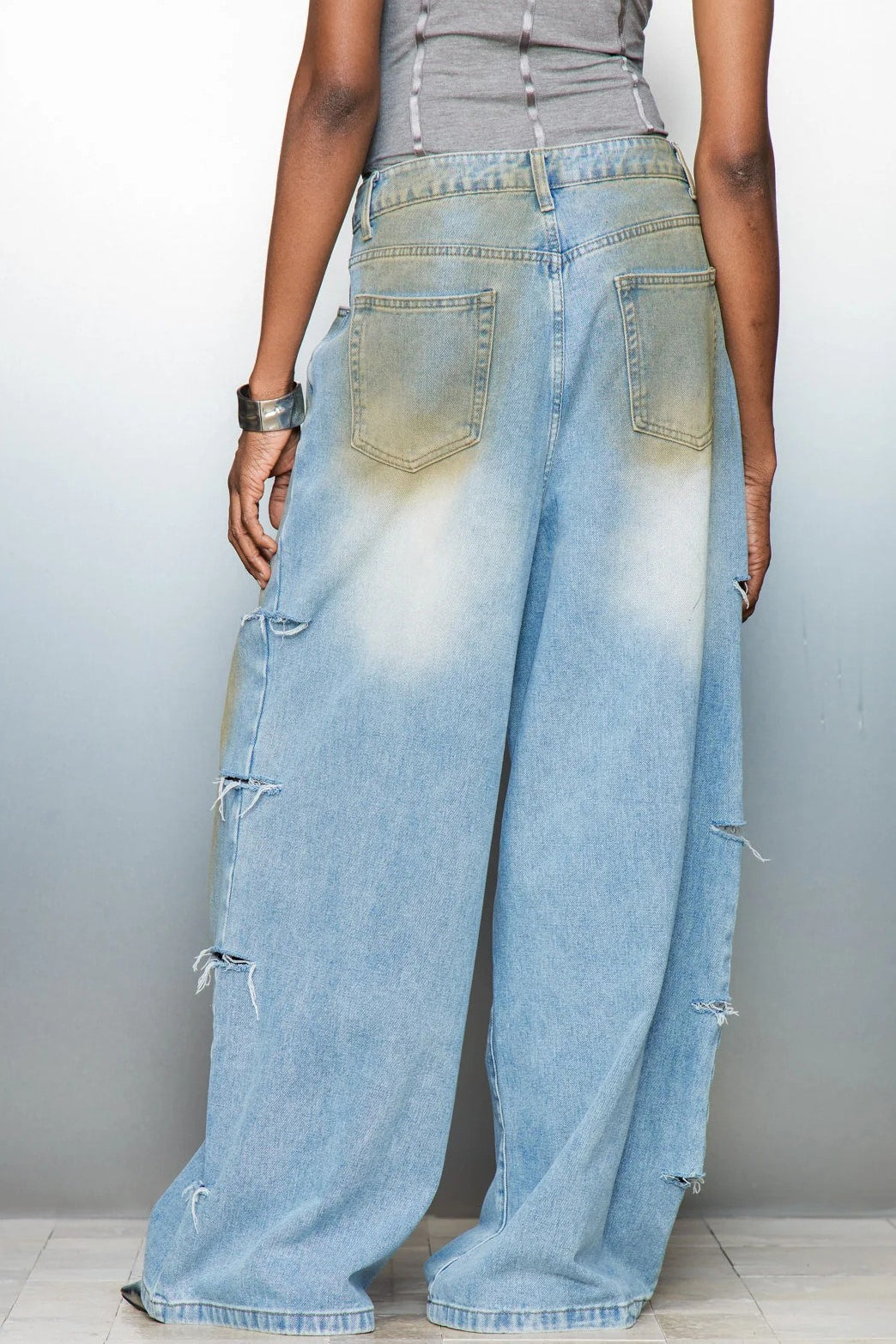 Distressed High Waist Denim Jeans