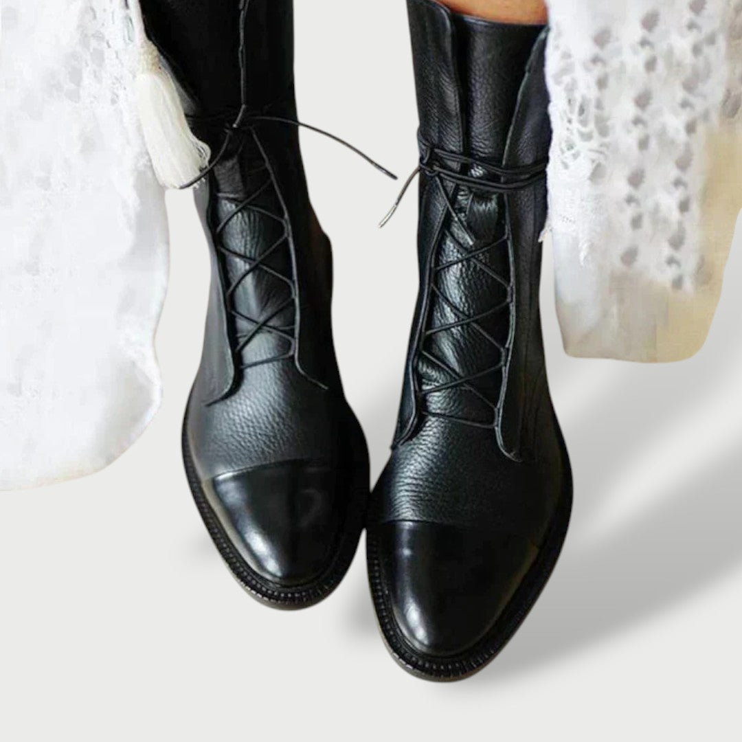 Leather Lace-Up Mid-Calf Boots for Women | Luna Cruz