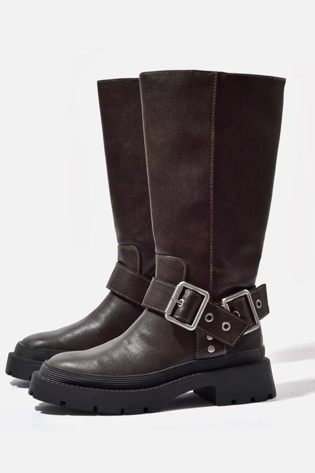 High Boots with Buckles for Women