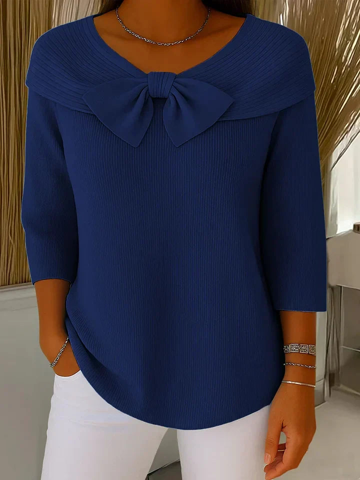 Madeline - Sweet Bow Collar Knit Top