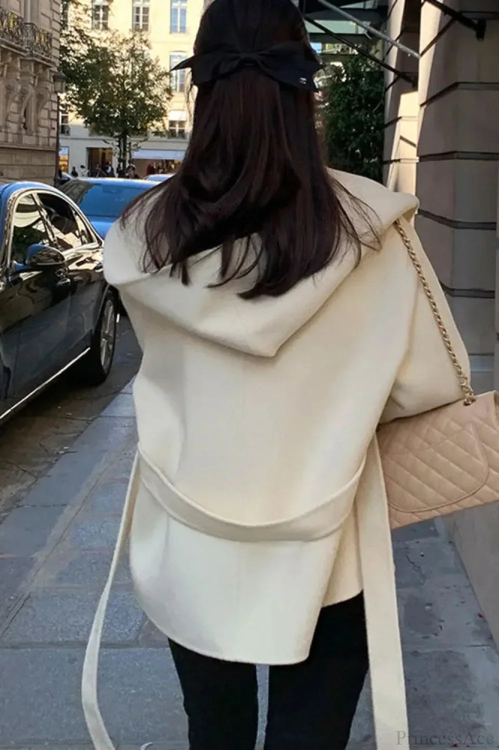 Chic Brown Woolen Hooded Overcoat