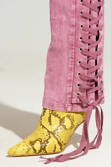 Drawstring Lace Up Denim Jeans