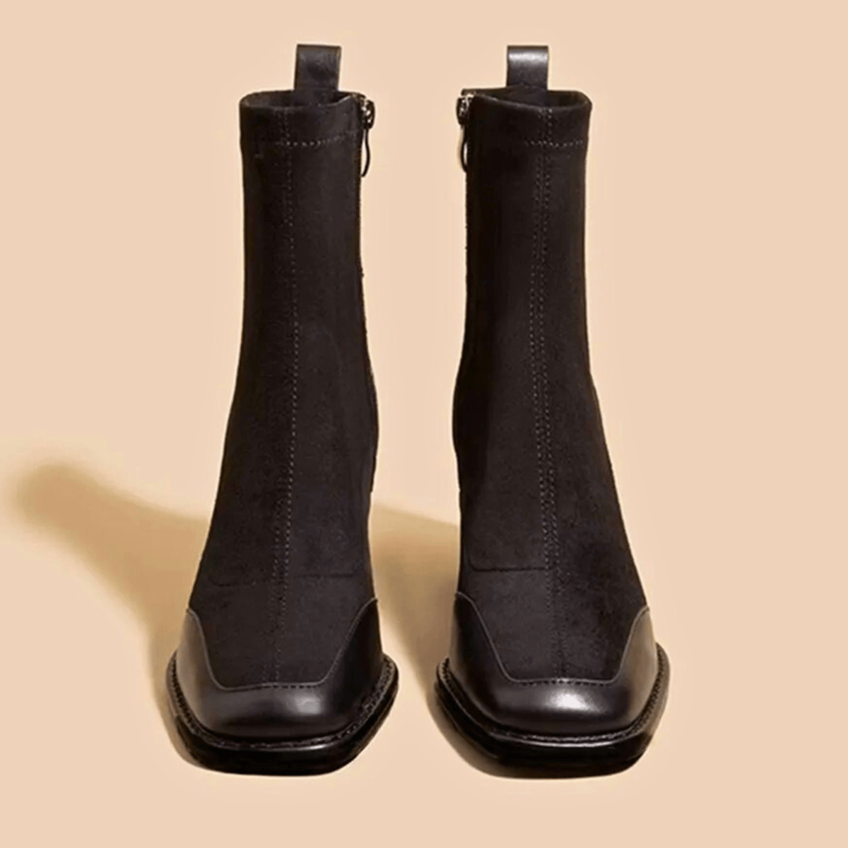 Elegant Block Heel Leather Ankle Boots for Women | Maison
