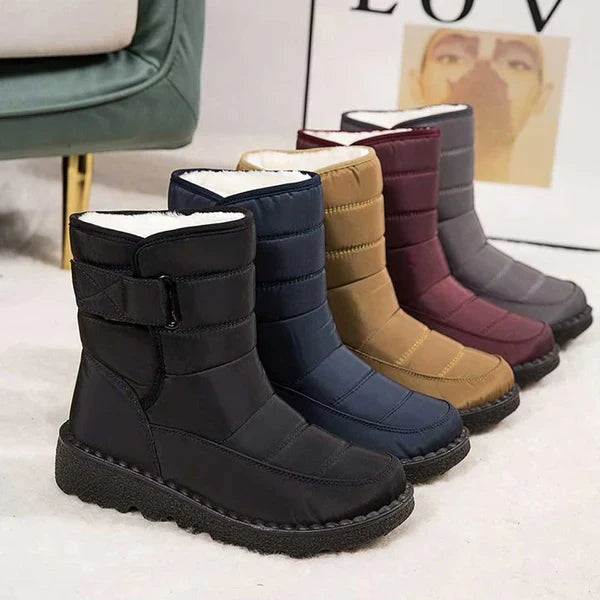 Waterproof Flat Boots for Women Warm Lining Velcro | Nerea