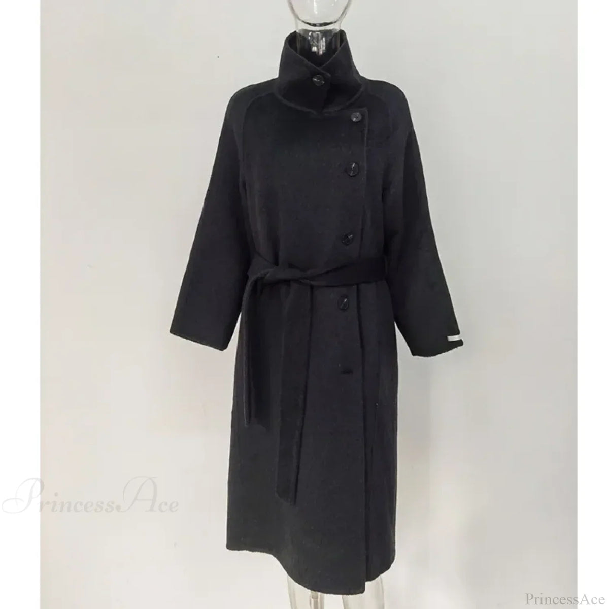 Turtleneck Wool Single-Breasted Overcoat