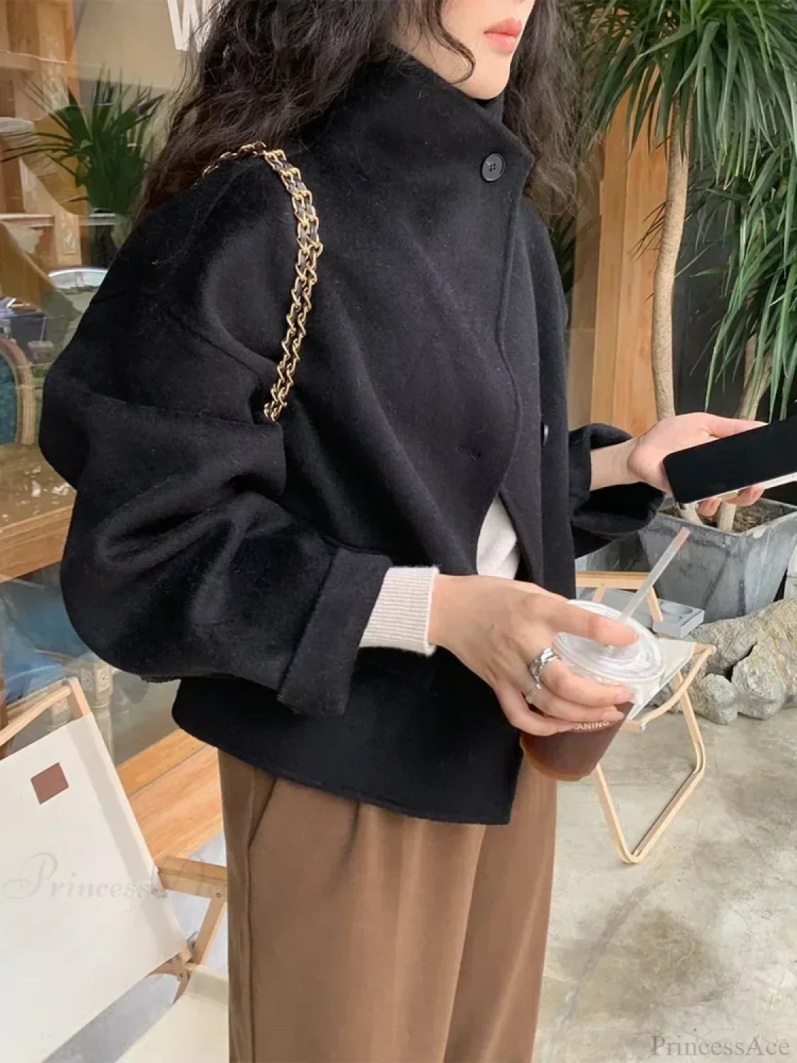 Winter Wool Stand Collar Single-Breasted Overcoat