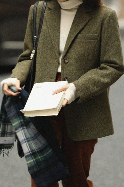 Wool Blend Single Breasted Blazer