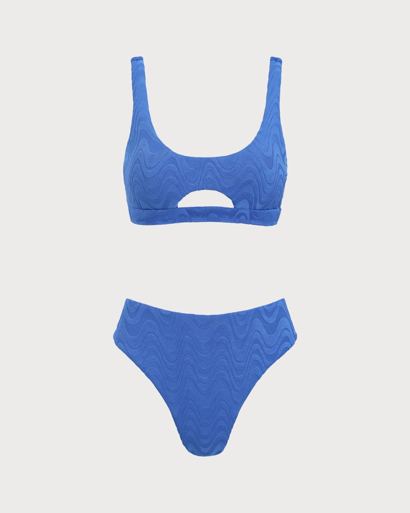 Textured Bikini Set U Neck Royal Blue