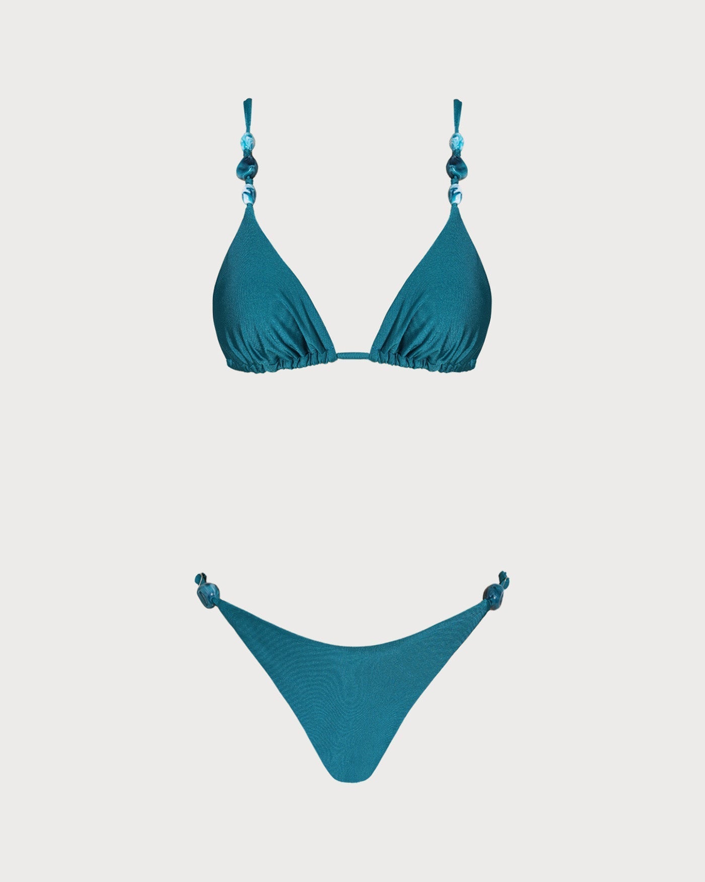 Wrinkled Triangle Bikini Set Turquoise