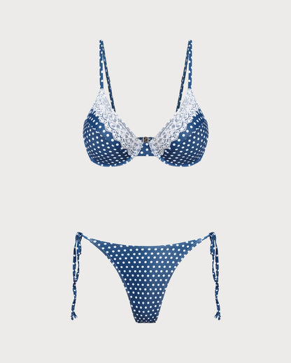 Bikini Set with Blue Polka Dots