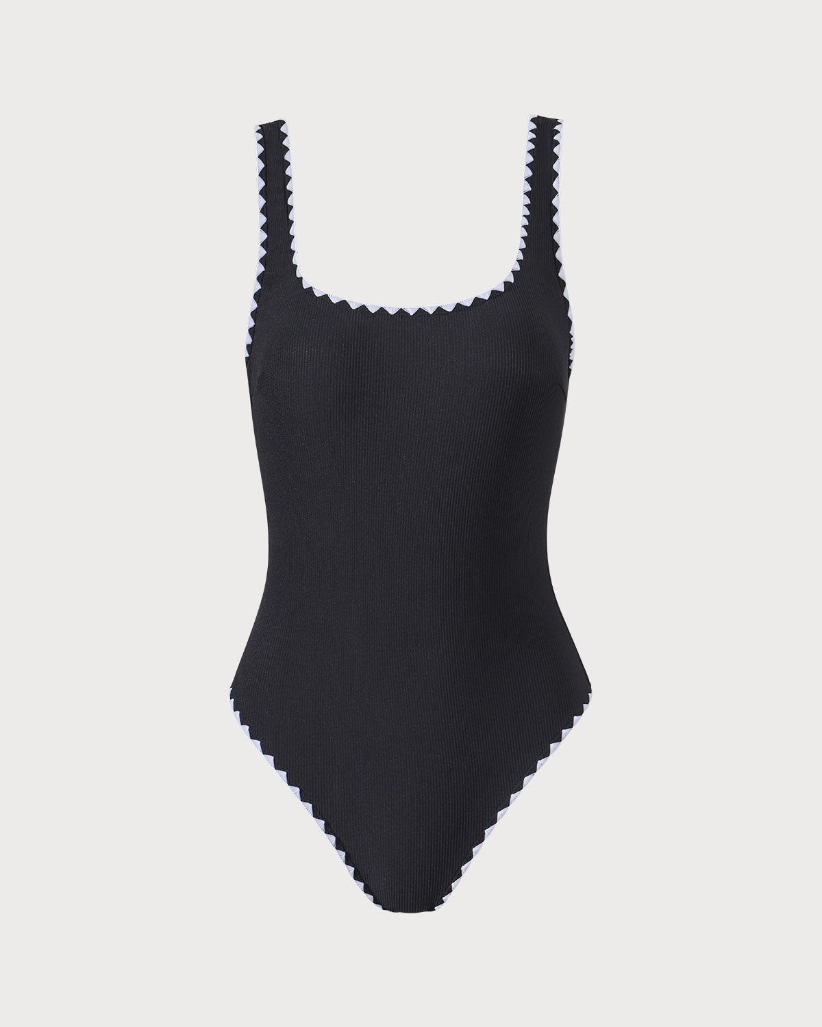 One-Piece Swimsuit with Contrast Stripes in Black