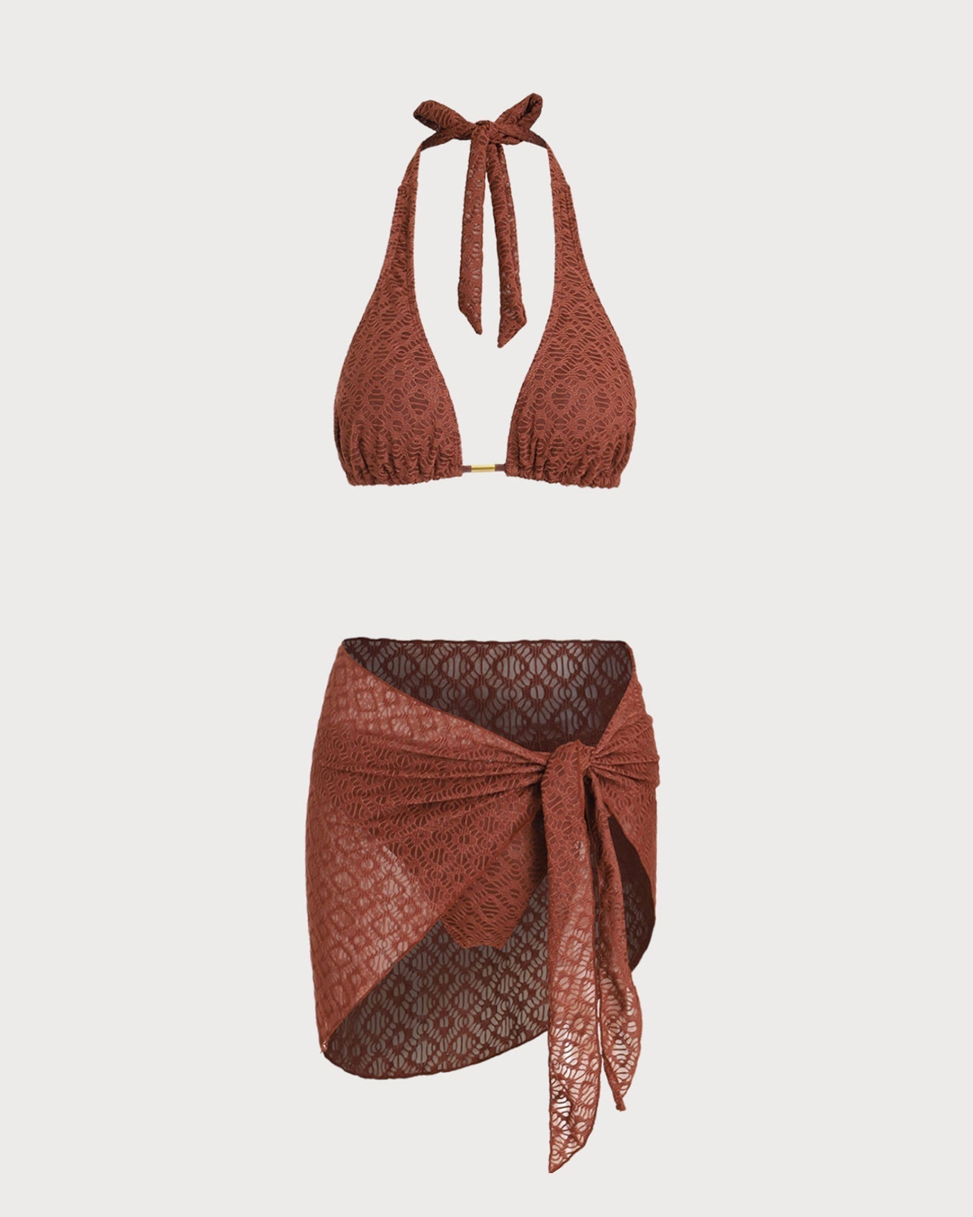 Set of Three Jacquard Pieces in Brown