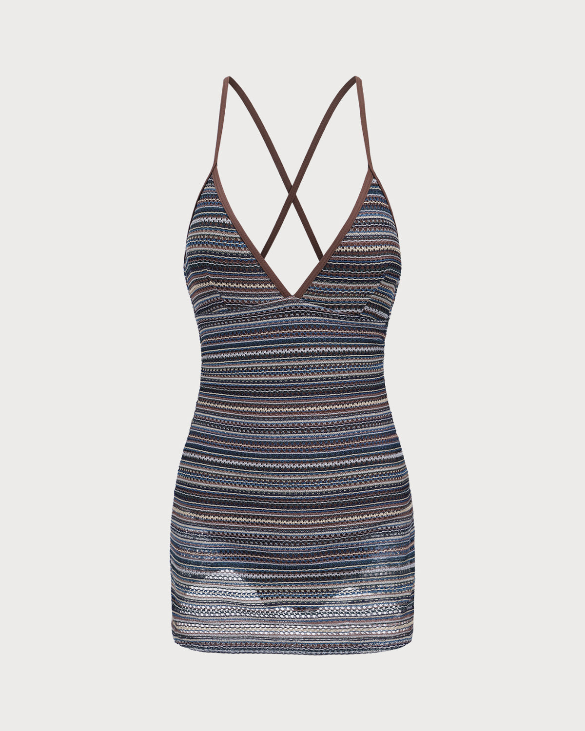 One-Piece Backless Striped Swimsuit