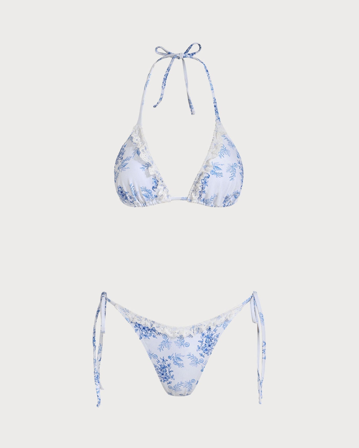 Blue Floral Tie Bikini Set