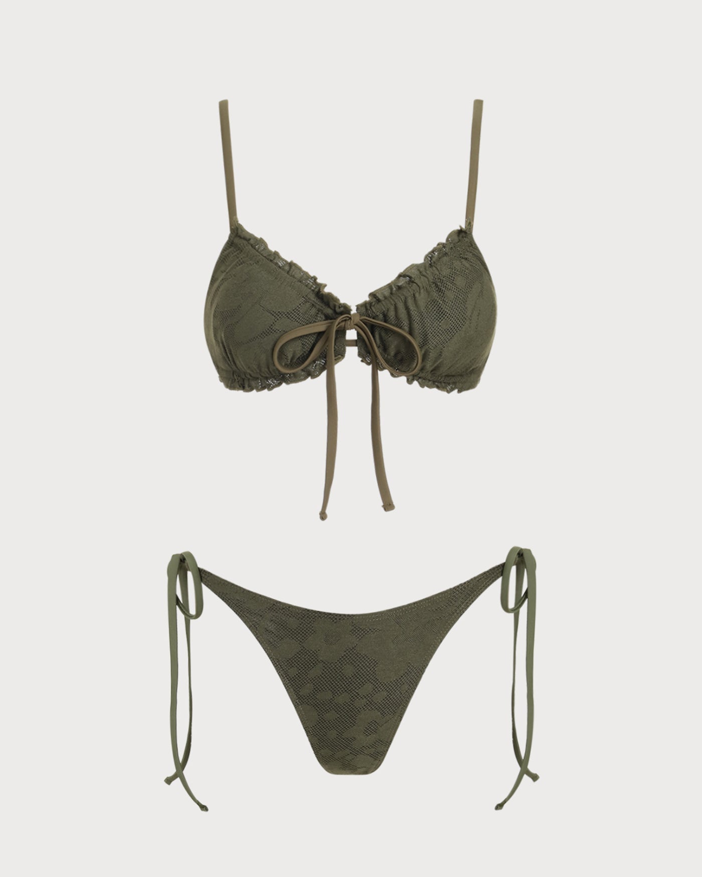 Military Green Jacquard Bikini Set