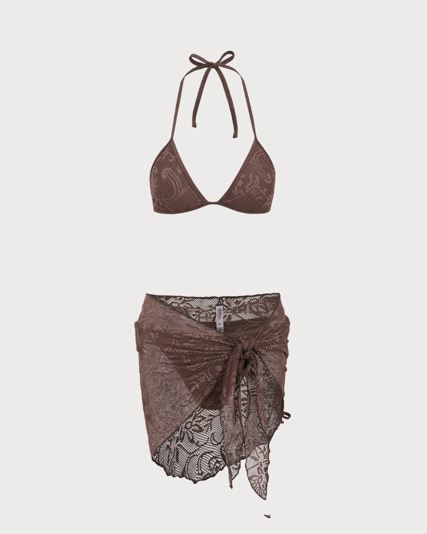 Brown Textured Bikini Halter