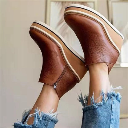 Botines Mujer Cuña  Botas Tobilleras Plataforma Cómodas Otoño Invierno