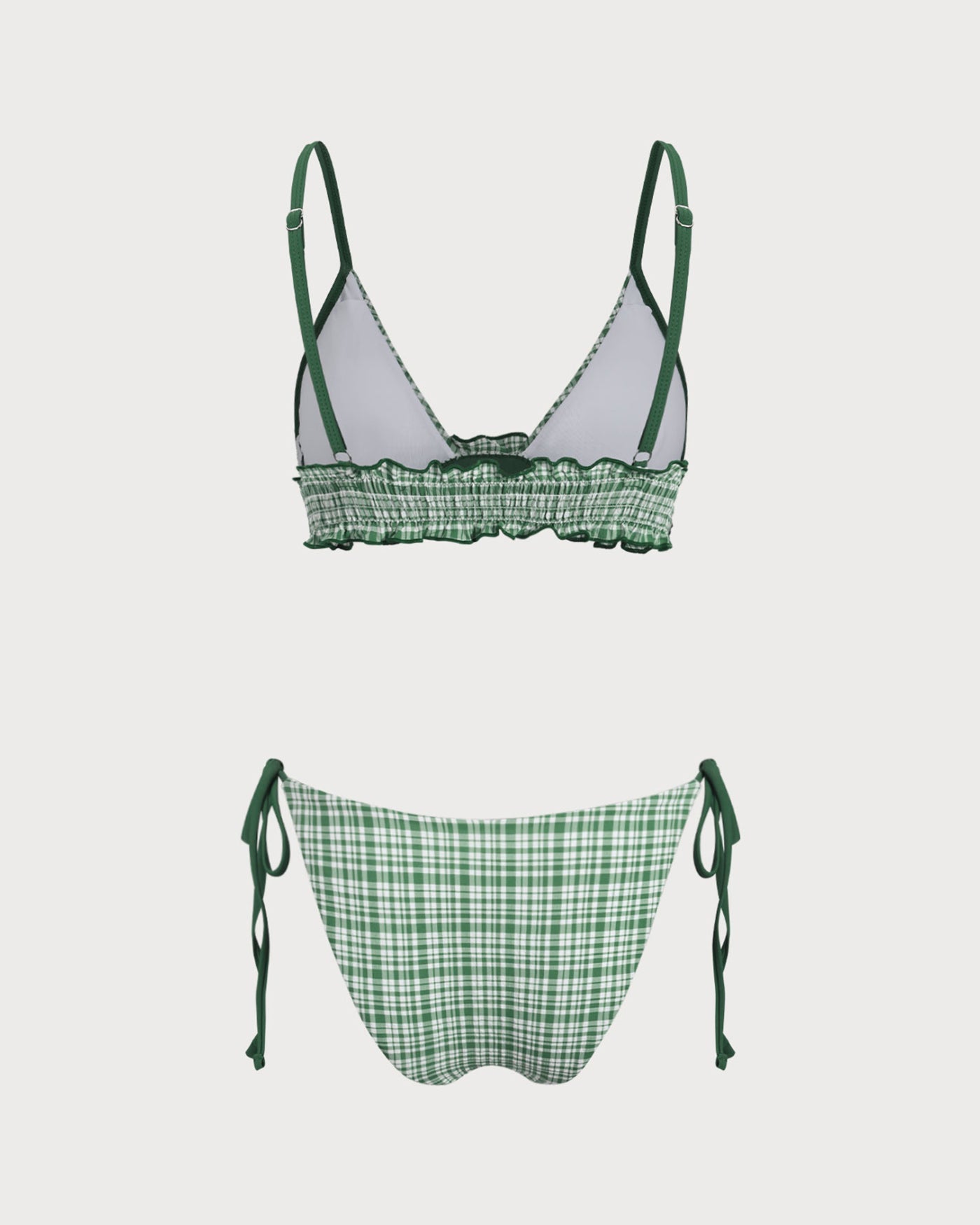 Green Checkered Bikini Set with Drawstring