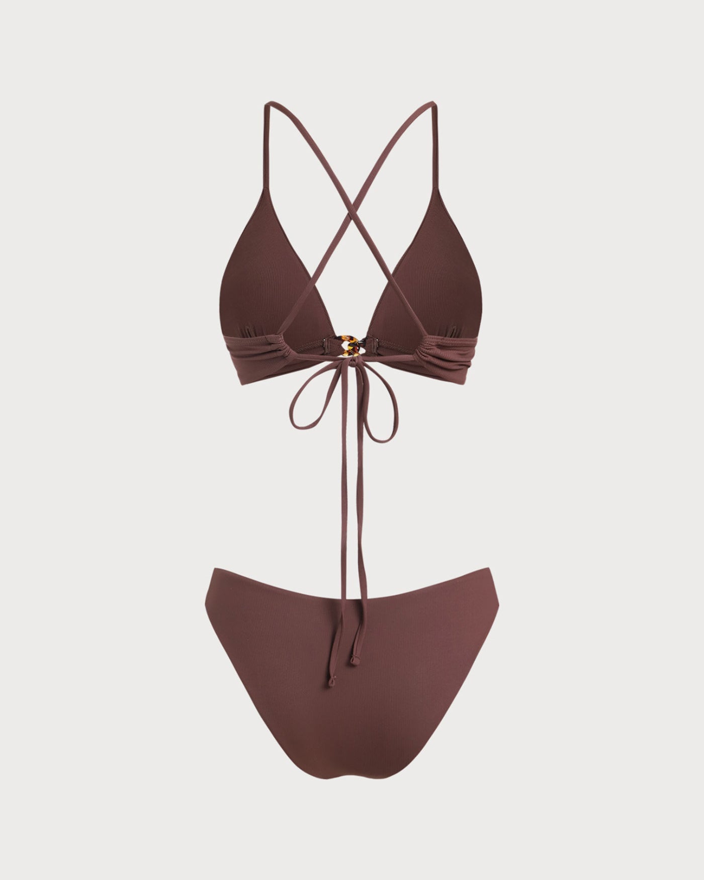 Brown Striped Knot Bikini Set