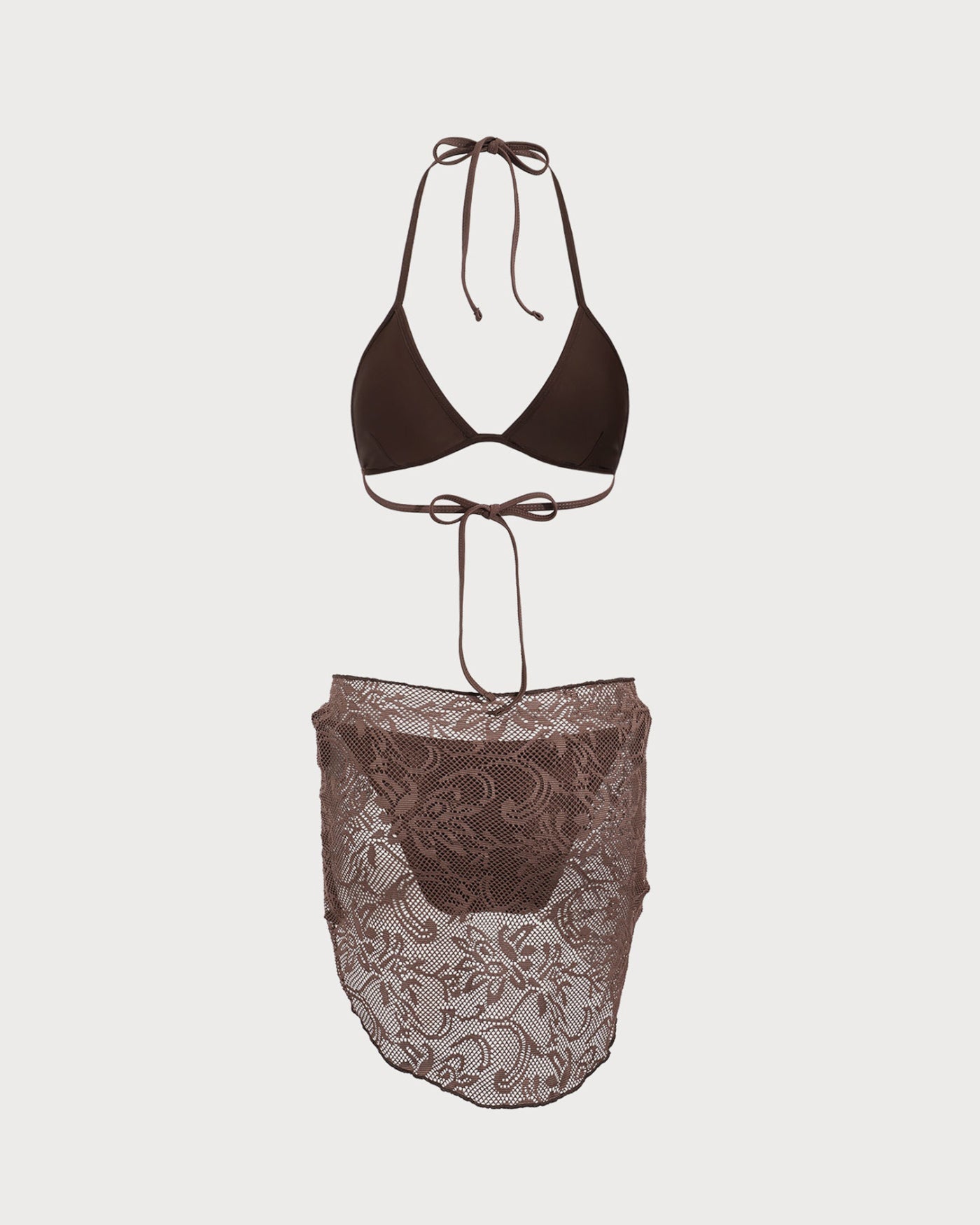 Brown Textured Bikini Halter