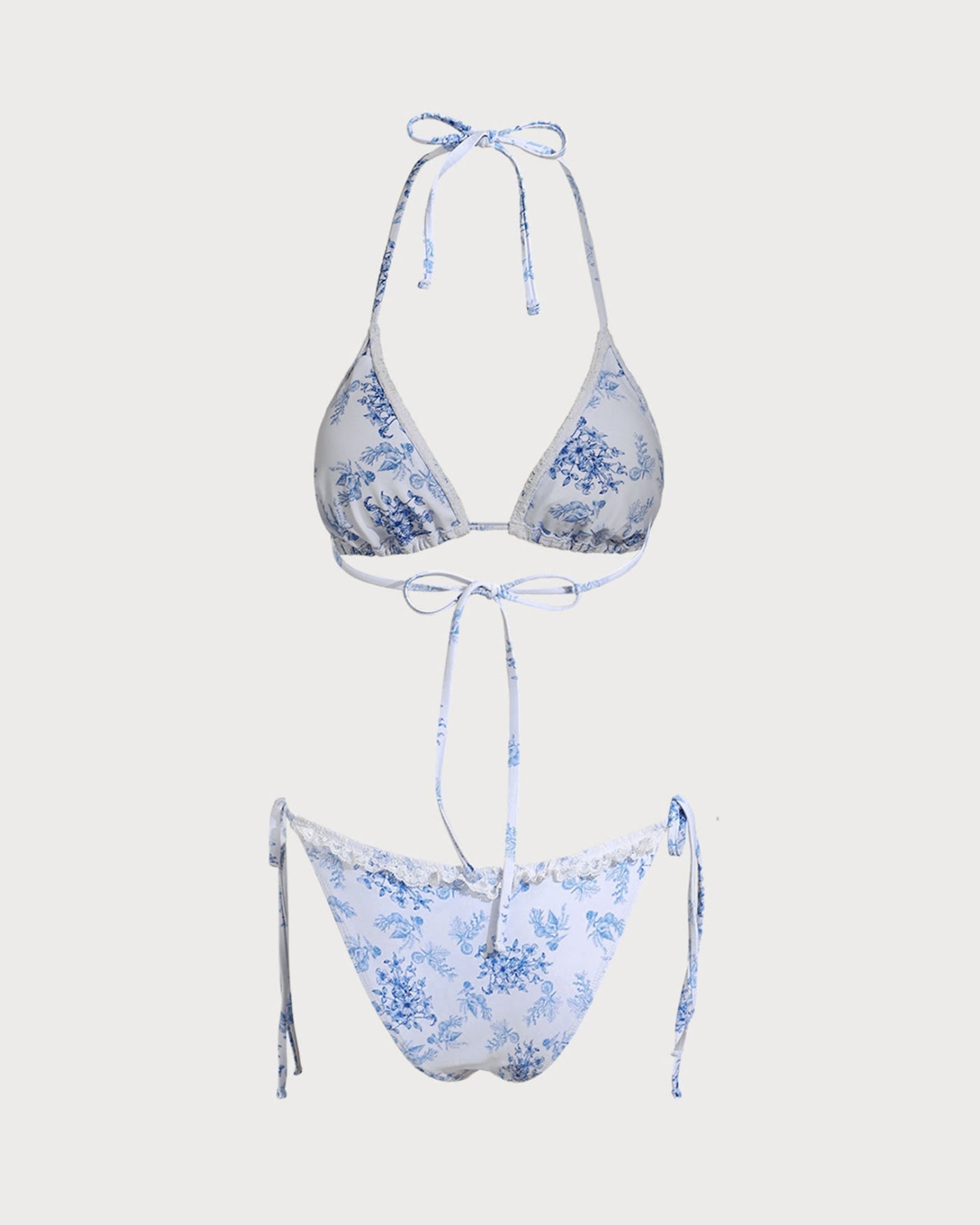 Blue Floral Tie Bikini Set