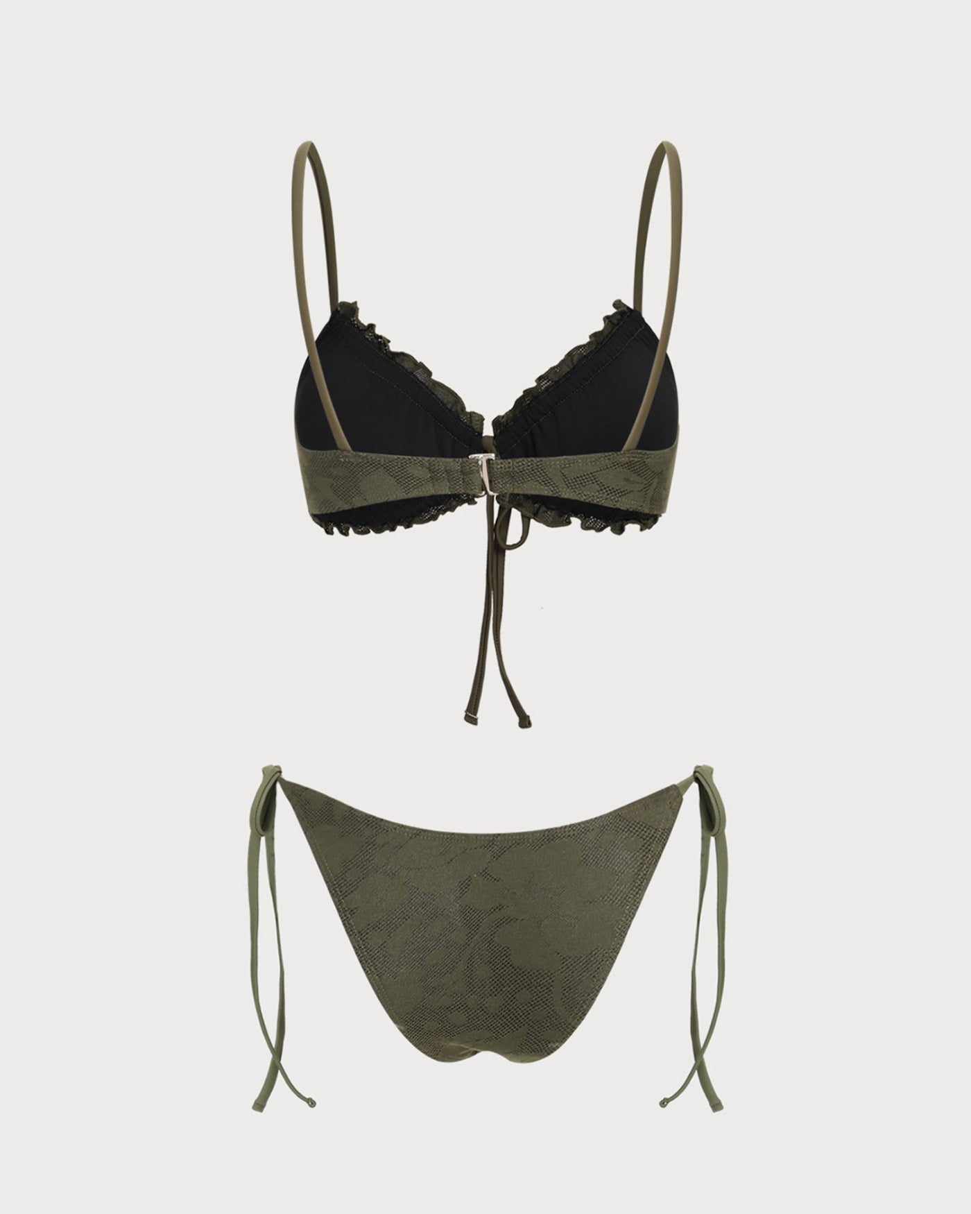 Military Green Jacquard Bikini Set