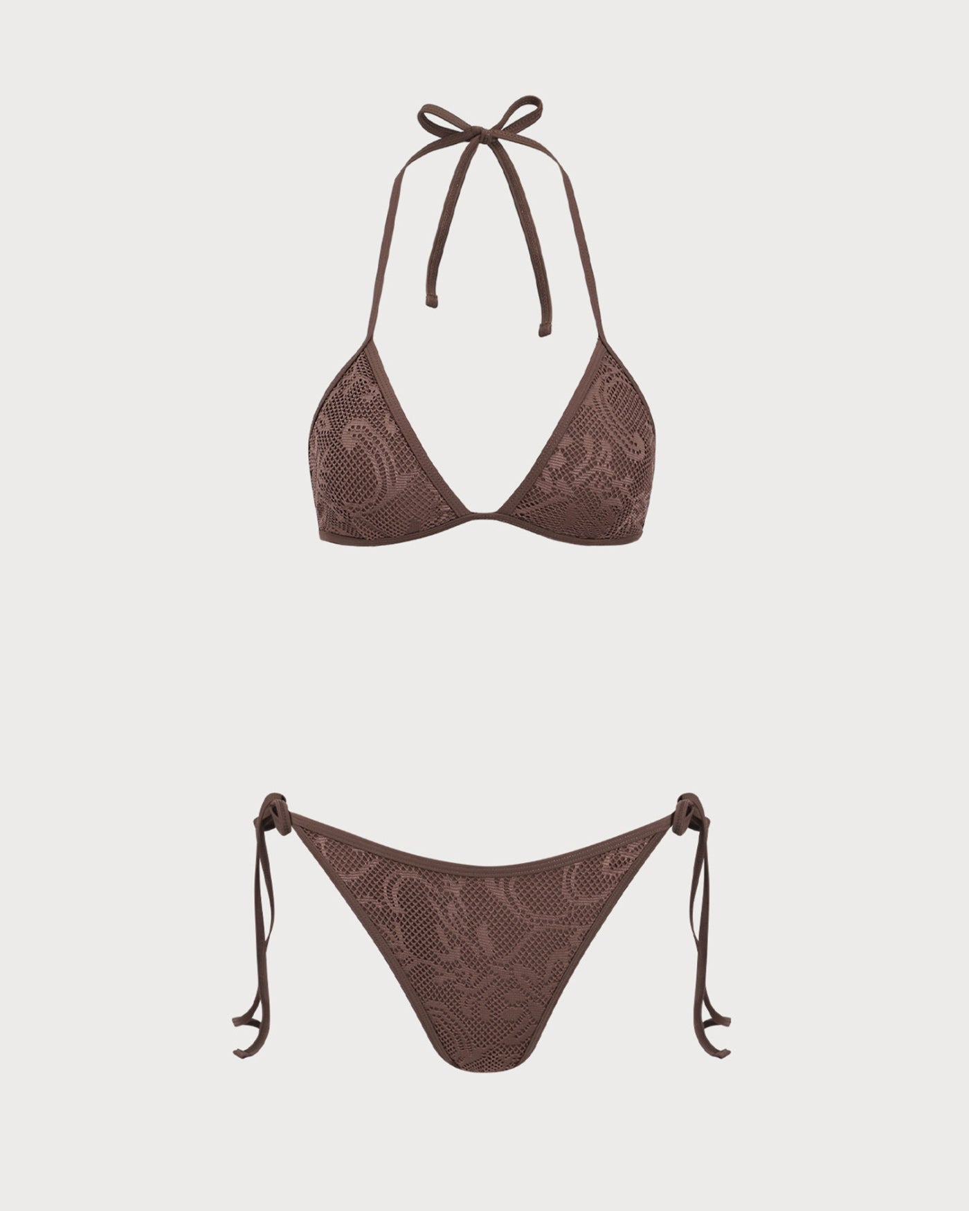 Brown Textured Bikini Halter