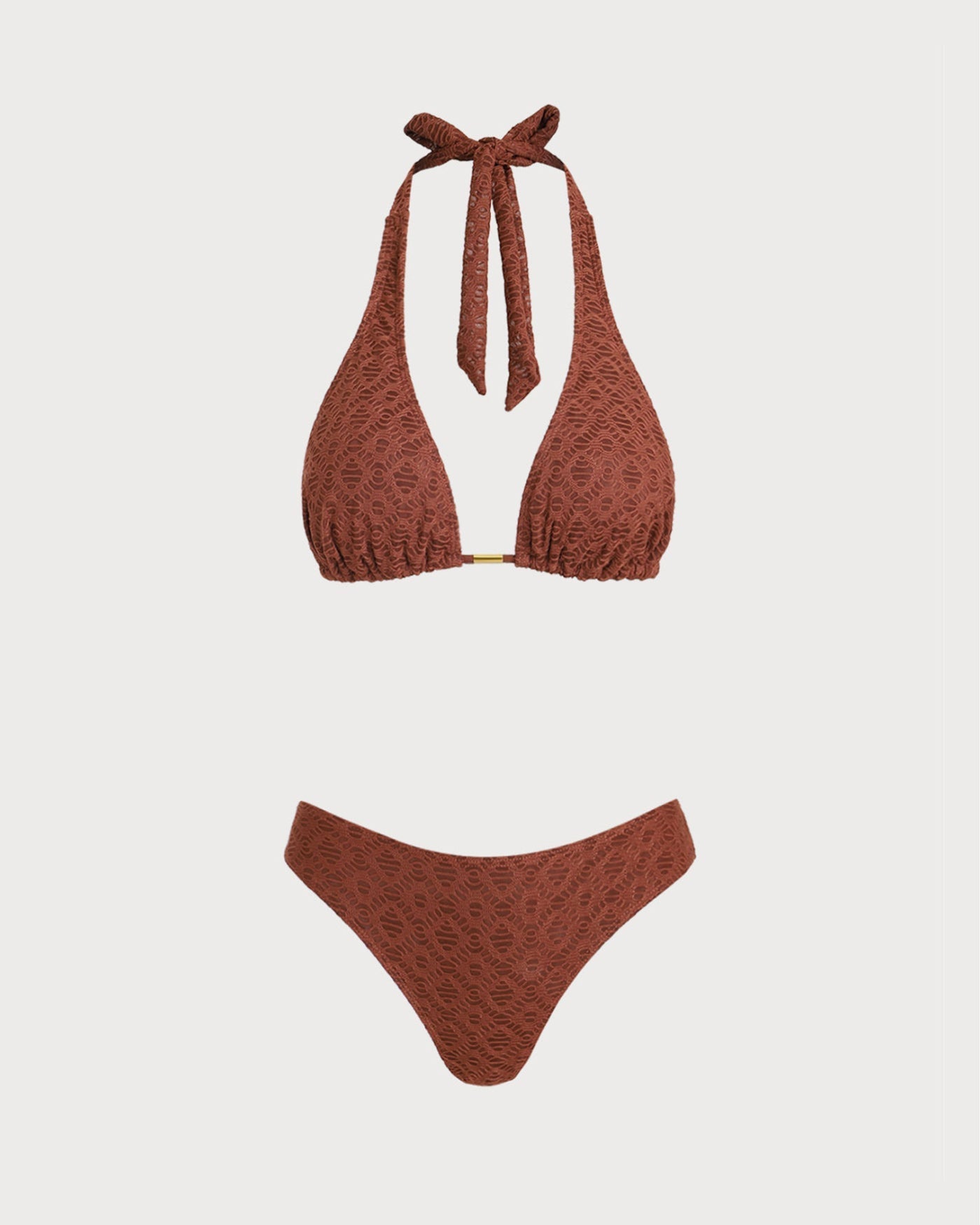 Set of Three Jacquard Pieces in Brown