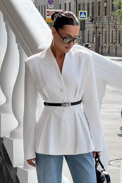V Neck Waist Detail Blazer