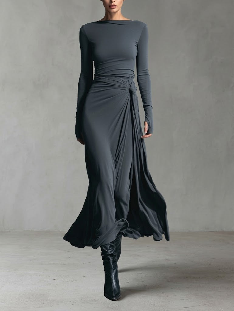 Alba - Long dress with side knot