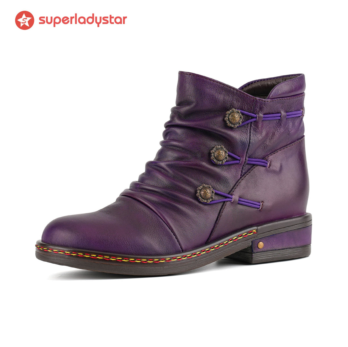 Retro Charm Leather Flat Ankle Boots