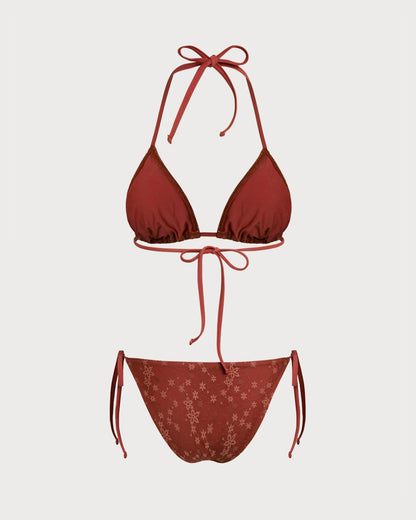 Red Bikini Set with Straps and Cord