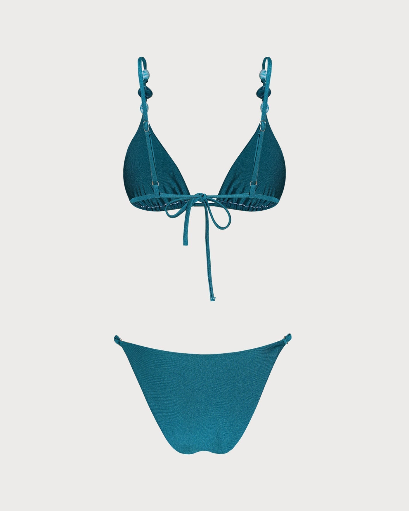 Wrinkled Triangle Bikini Set Turquoise