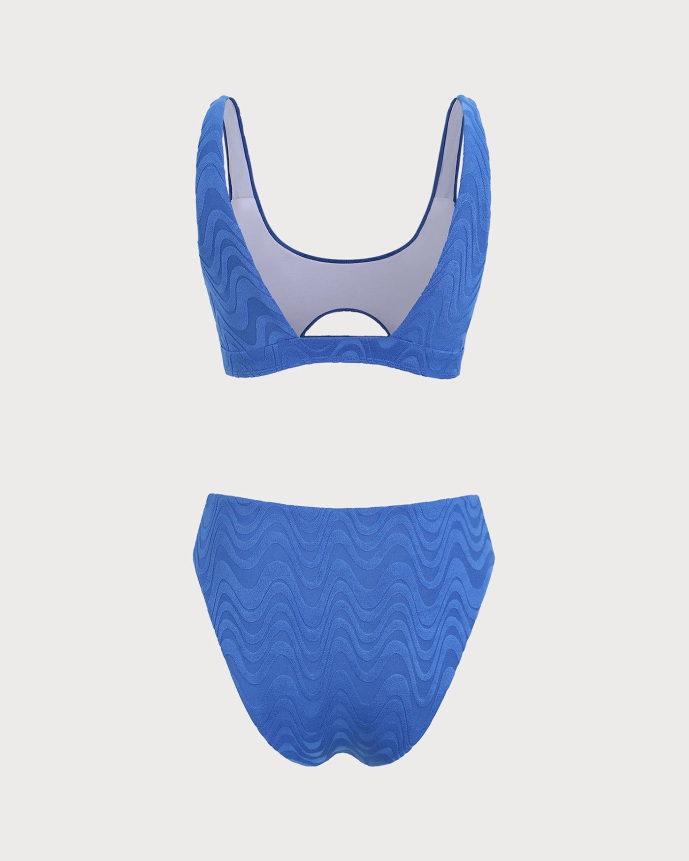 Textured Bikini Set U Neck Royal Blue