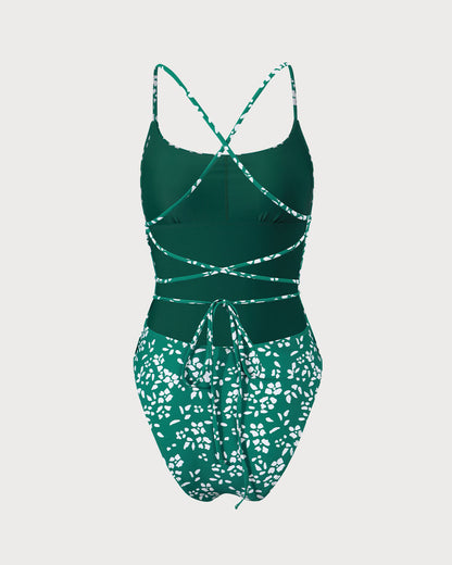 One-Piece Floral Knit Swimsuit for Women