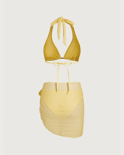 Textured Yellow Bikini Set