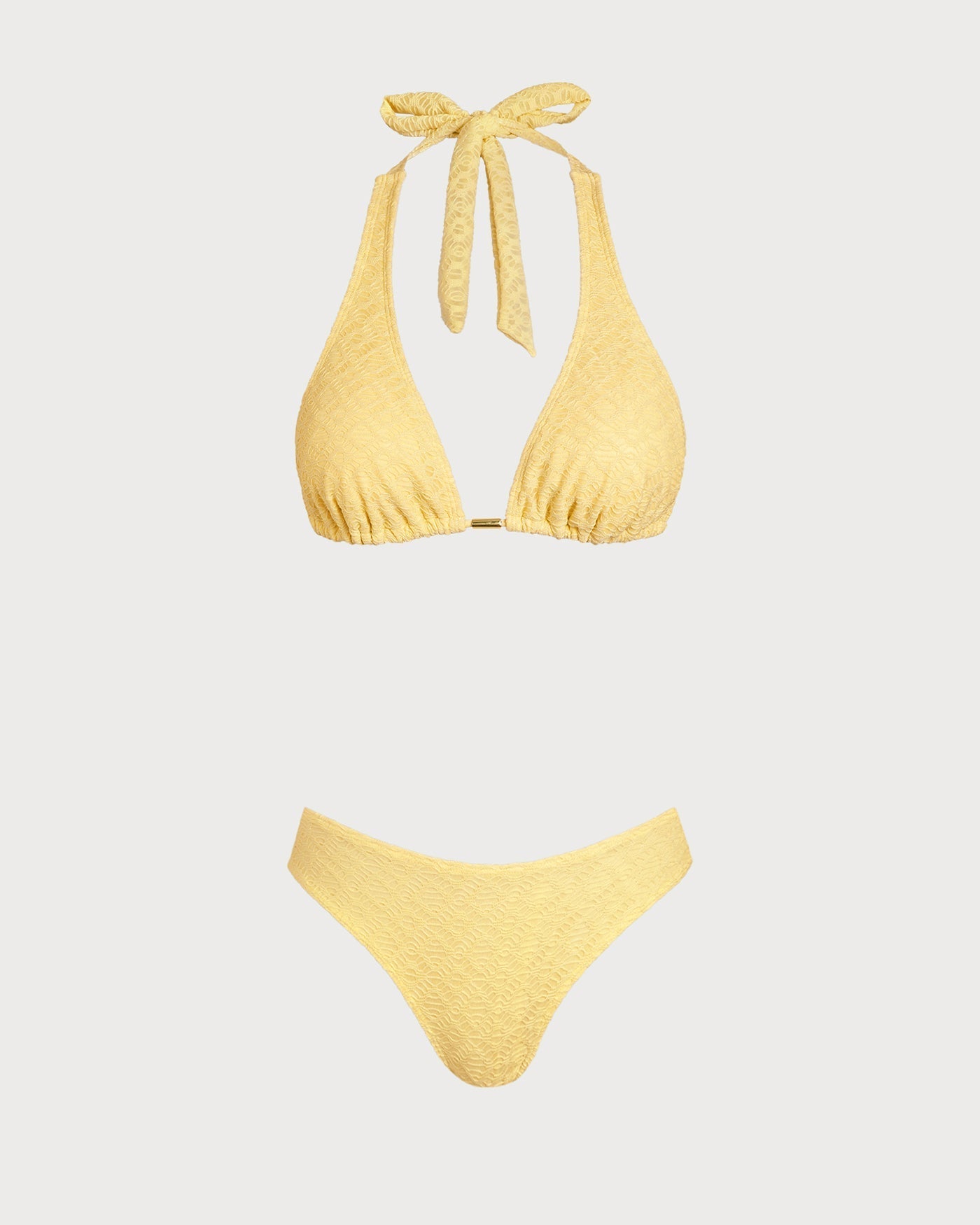 Textured Yellow Bikini Set