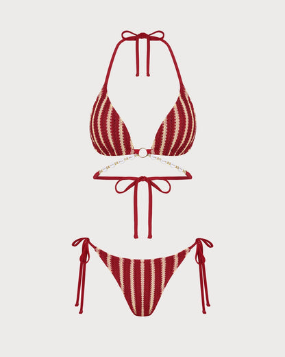 Contrast Bikini Set with Red O-Ring