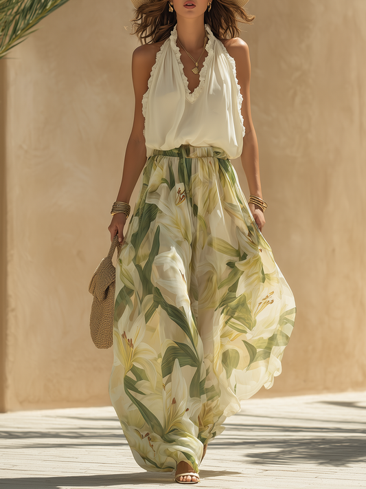 Casandra - Romantic Floral Two-Piece Set