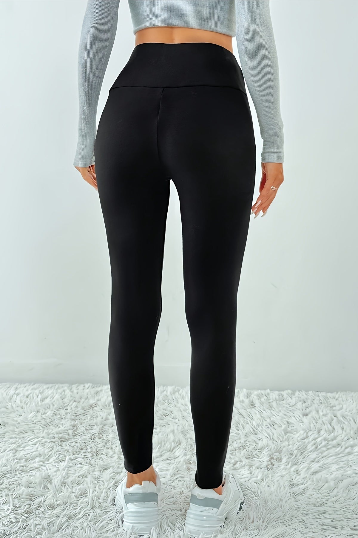 Cross Front Fleece Lined Booty Lifting Thermal Leggings