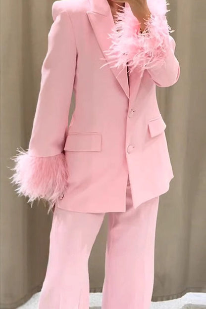 Designer Feather Accent Blazer