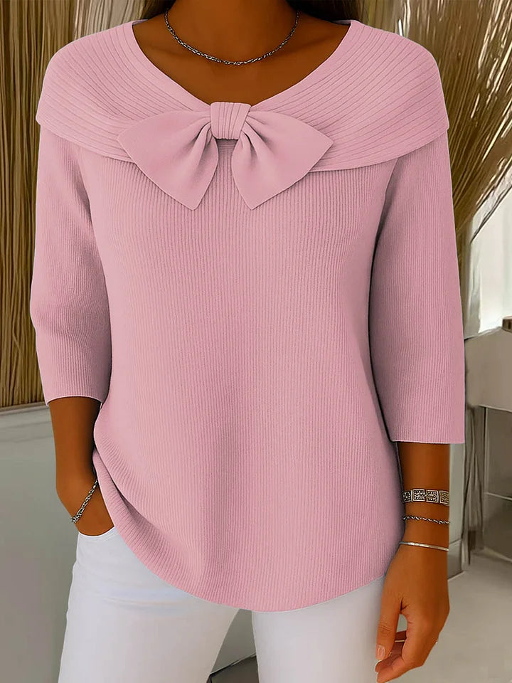 Madeline - Sweet Bow Collar Knit Top