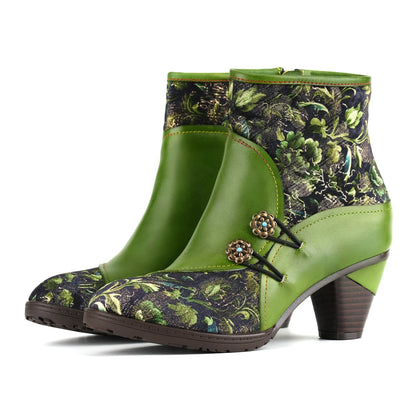 Handmade Leather Bloom Ankle Boots