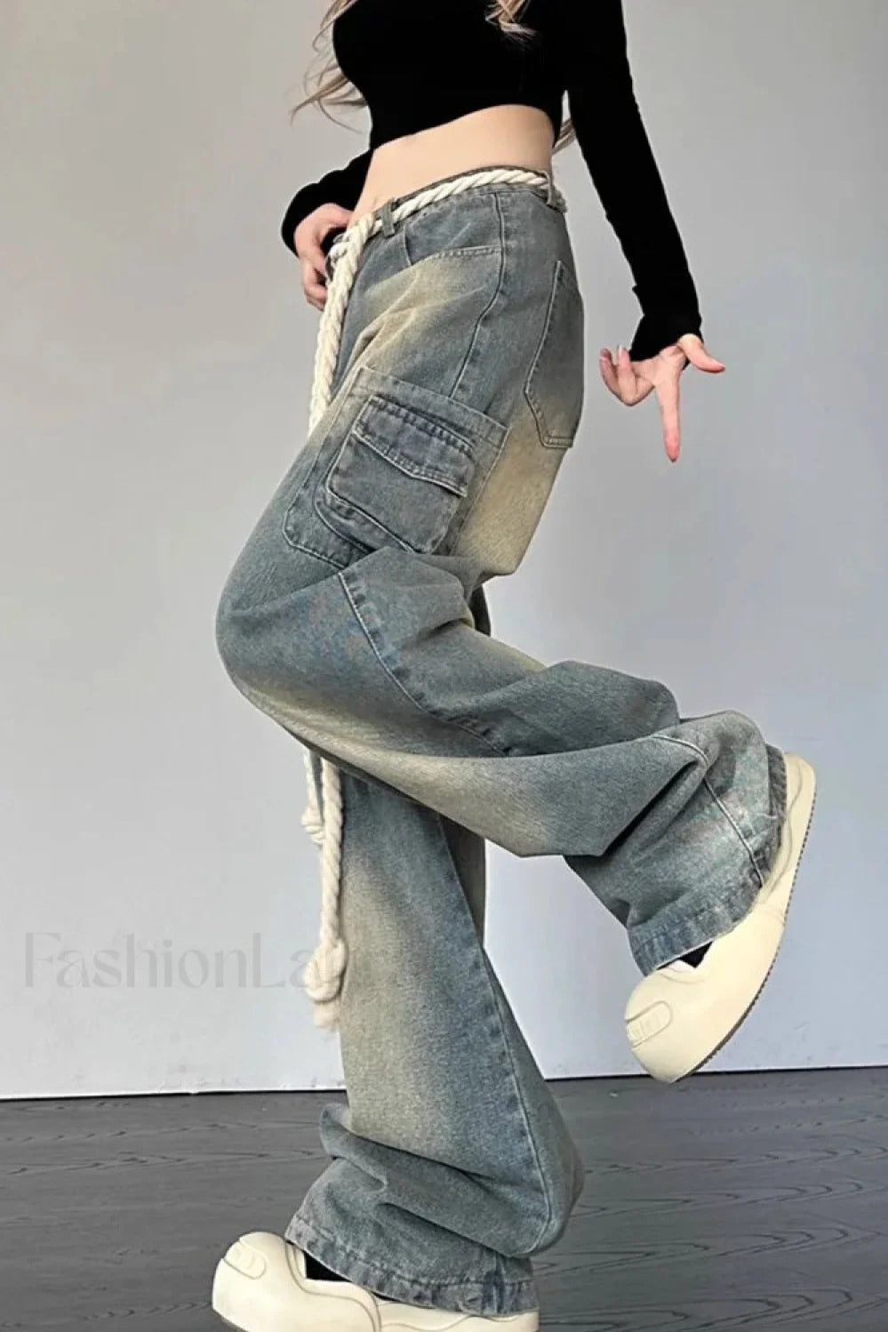 Wide Leg Patchwork Heart Jeans