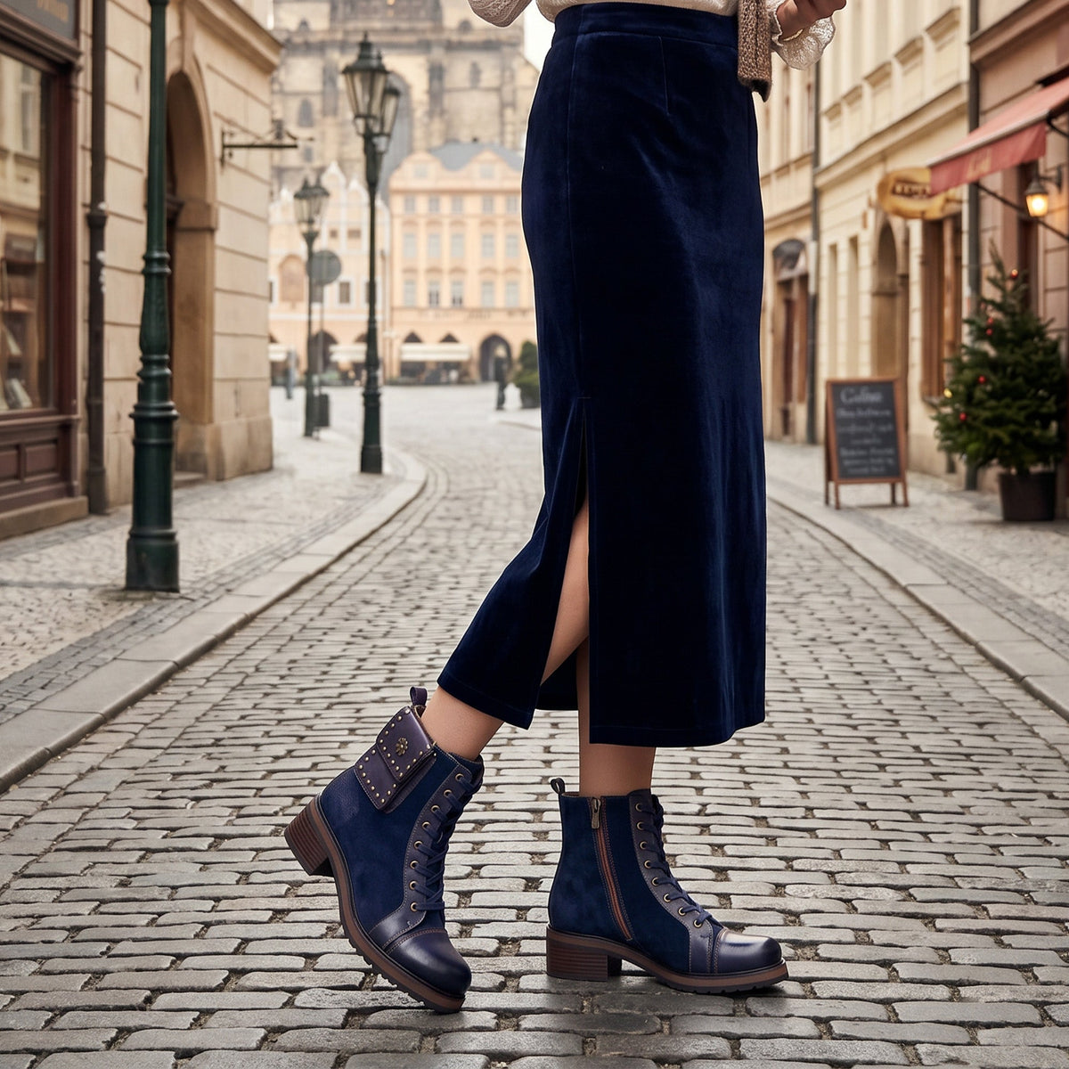 Midnight Charm Lace-Up Ankle Boots